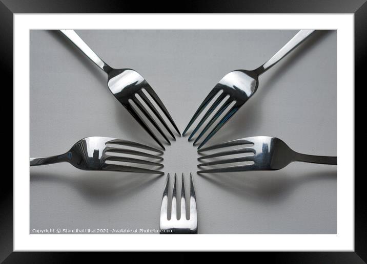 5 metal forks Framed Mounted Print by Stan Lihai