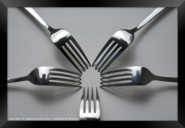 5 metal forks Framed Print by Stan Lihai