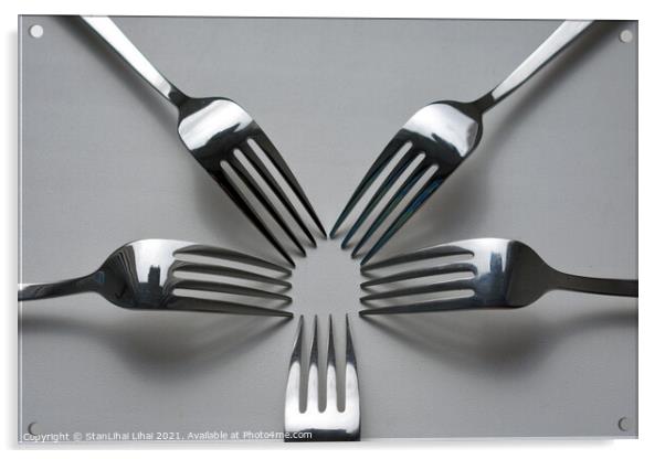 5 metal forks Acrylic by Stan Lihai