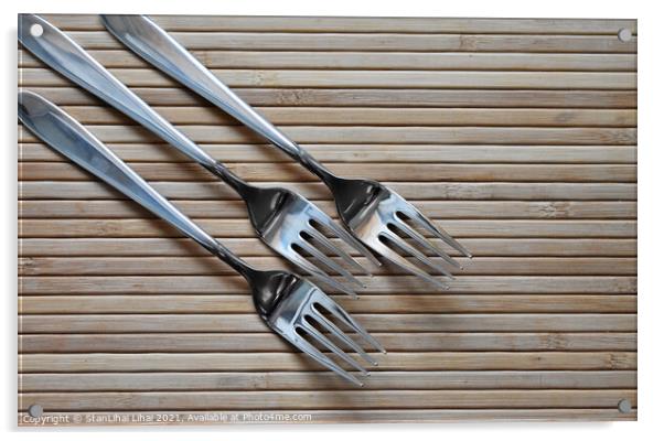 3 forks Acrylic by Stan Lihai