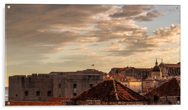 Dubrovnik cityscape at dusk Acrylic by Jason Wells
