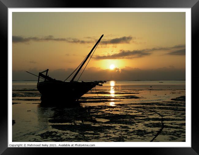 Sunrise fishing boat Framed Print by Mehmood Neky