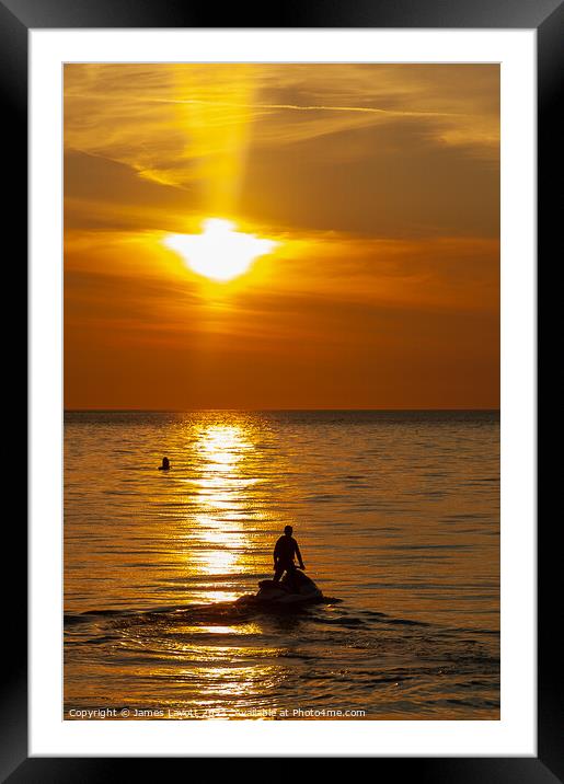 Jet Ski At Sunset Framed Mounted Print by James Lavott