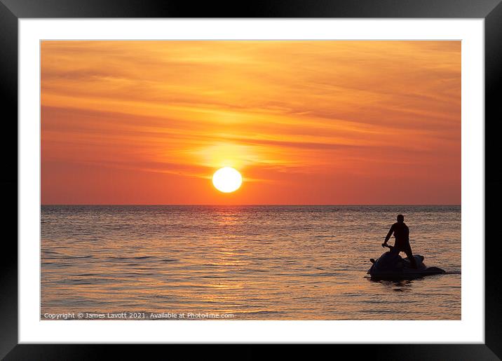 Sun And Jet Ski Framed Mounted Print by James Lavott