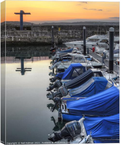 Porthcawl Harbour Sunrise Canvas Print by Neil Holman