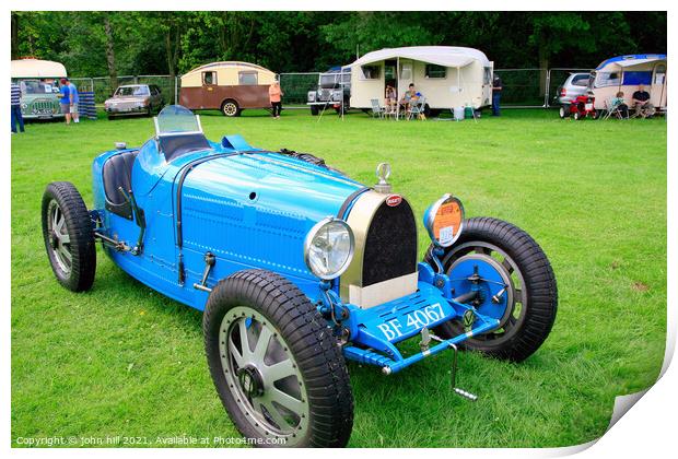 Vintage 1929 Bugatti automobile. Print by john hill