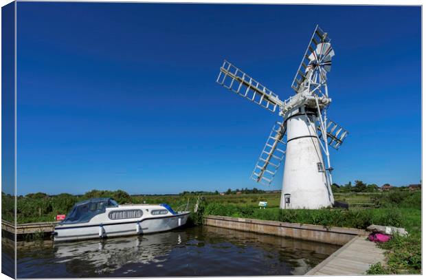 Thurne dyke drainage mill Canvas Print by Andrew Sharpe