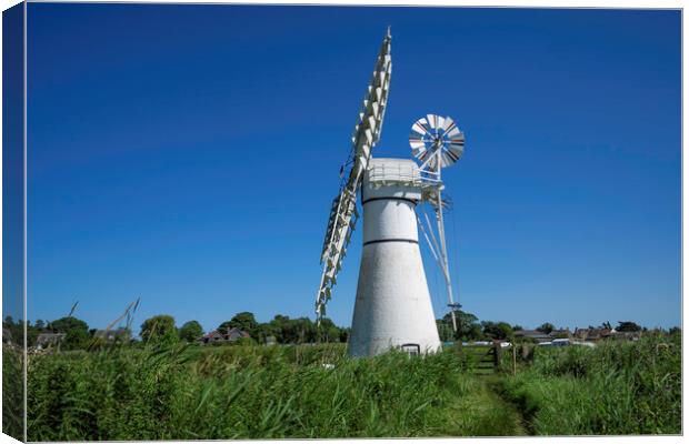 Thurne dyke drainage mill Canvas Print by Andrew Sharpe