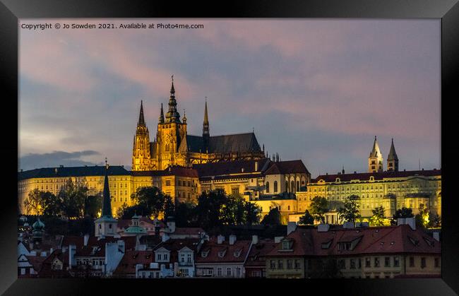 Sunset over St Vitus Cathedral, Prague Framed Print by Jo Sowden