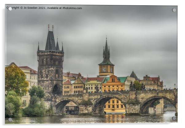 Prague Cityscape Acrylic by Jo Sowden