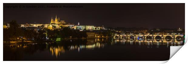 Prague at Night Print by Jo Sowden