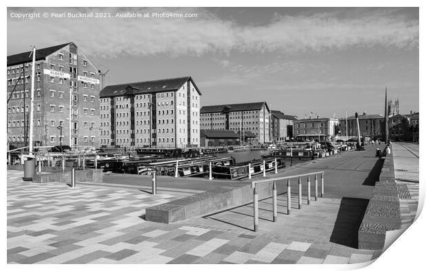 Victoria Dock in Gloucester Docks Black and White Print by Pearl Bucknall