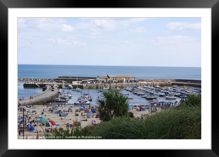 A Panoramic View of Lyme Regis Harbour Framed Mounted Print by Les Schofield