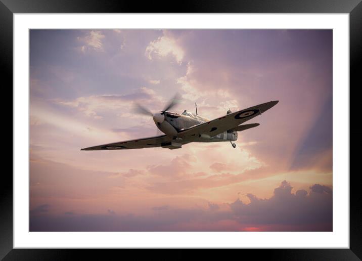 Spitfire Golden Hour Framed Mounted Print by J Biggadike