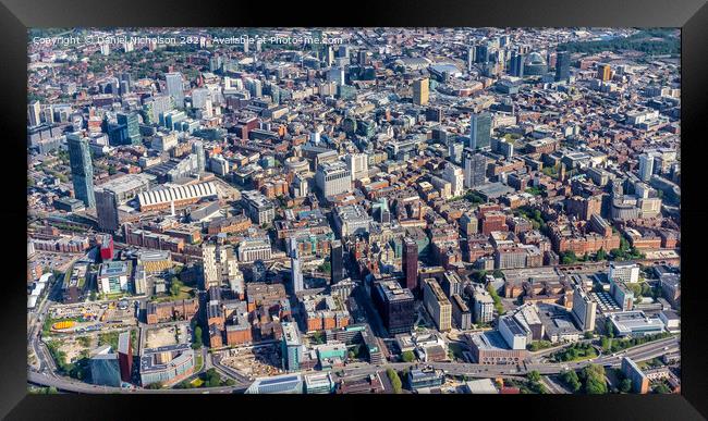 The City of Manchester - Bird's Eye View Framed Print by Daniel Nicholson