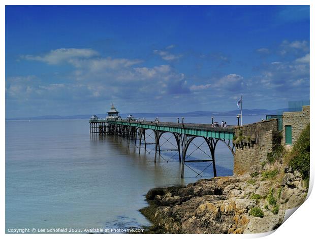 Golden Twilight at Clevedon Pier Print by Les Schofield