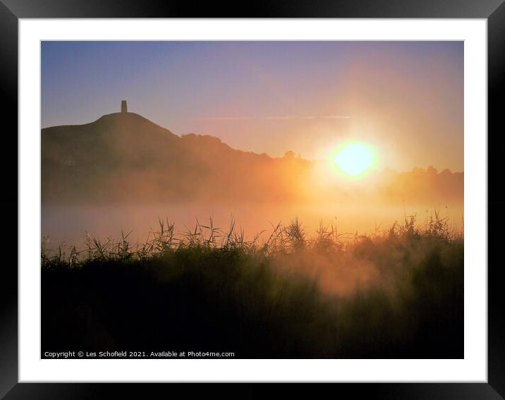 A Mystical Sunrise at Glastonbury Tor Framed Mounted Print by Les Schofield