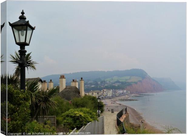 Majestic View of Sidmouth Town Canvas Print by Les Schofield