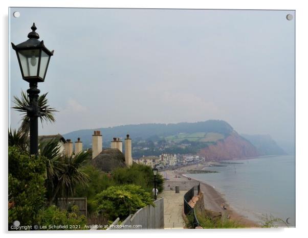 Majestic View of Sidmouth Town Acrylic by Les Schofield