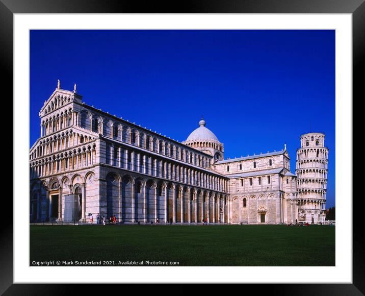 Cathedral and Leaning Tower of Pisa Framed Mounted Print by Mark Sunderland