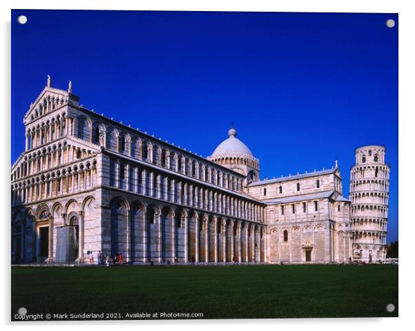 Cathedral and Leaning Tower of Pisa Acrylic by Mark Sunderland