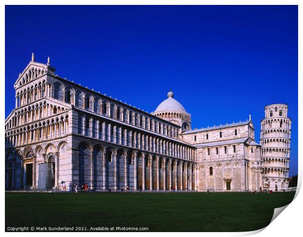 Cathedral and Leaning Tower of Pisa Print by Mark Sunderland