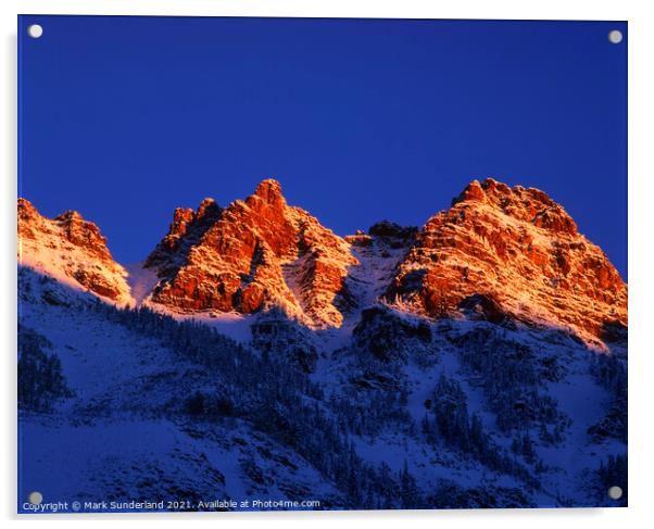 Peaks near Maroon Bells Colorado Acrylic by Mark Sunderland