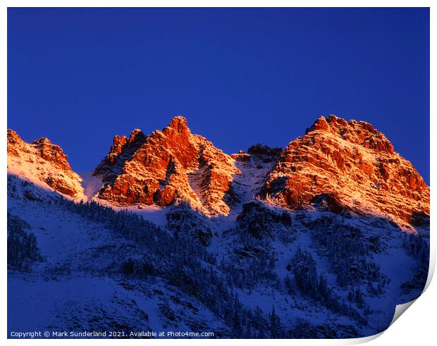 Peaks near Maroon Bells Colorado Print by Mark Sunderland