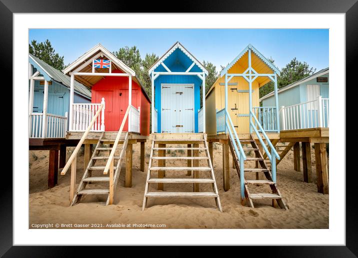 Wells next the Sea Beach Huts Framed Mounted Print by Brett Gasser