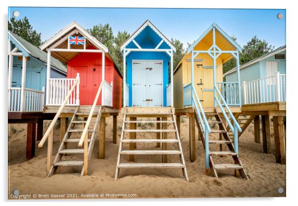 Wells next the Sea Beach Huts Acrylic by Brett Gasser