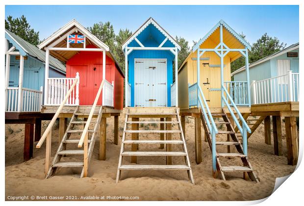 Wells next the Sea Beach Huts Print by Brett Gasser