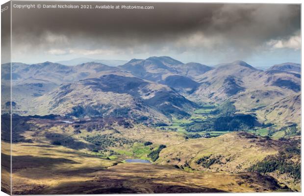 The Lake District from Above Canvas Print by Daniel Nicholson