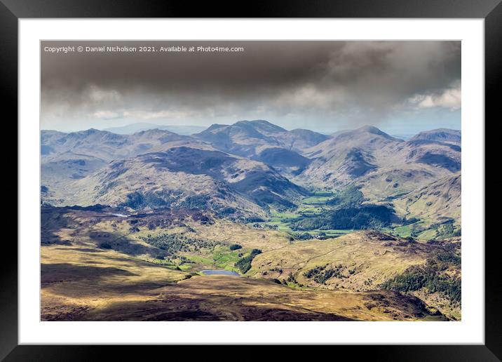 The Lake District from Above Framed Mounted Print by Daniel Nicholson