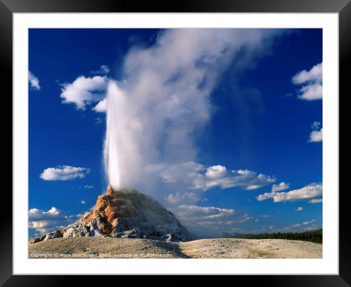 White Dome Geyser at Yellowstone Framed Mounted Print by Mark Sunderland