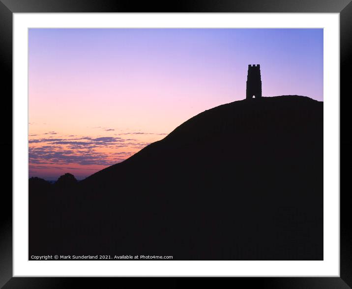 Glastonbury Tor at Sunrise Framed Mounted Print by Mark Sunderland