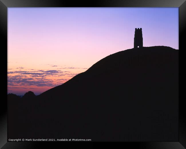 Glastonbury Tor at Sunrise Framed Print by Mark Sunderland