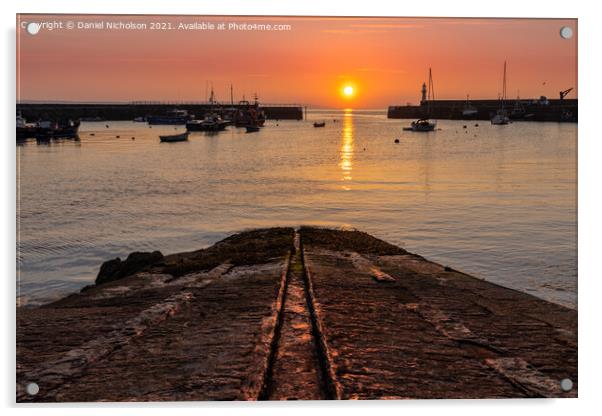 Mevagissey Harbour Sunrise, Cornwall Acrylic by Daniel Nicholson