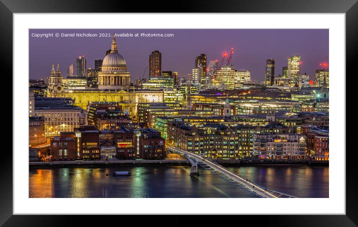 Twilight over the City of London Framed Mounted Print by Daniel Nicholson