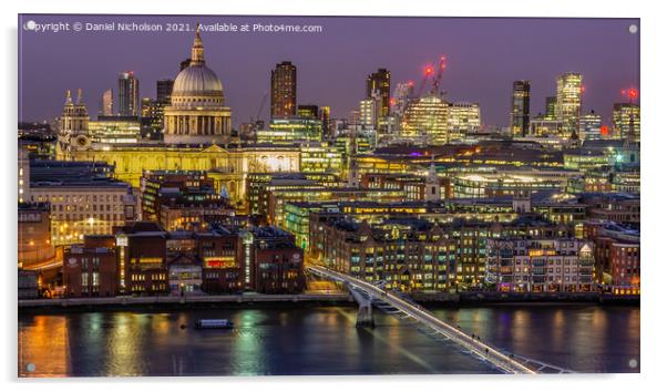 Twilight over the City of London Acrylic by Daniel Nicholson
