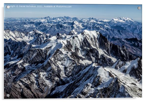 Mont Blanc Massif, in the French Alps Acrylic by Daniel Nicholson
