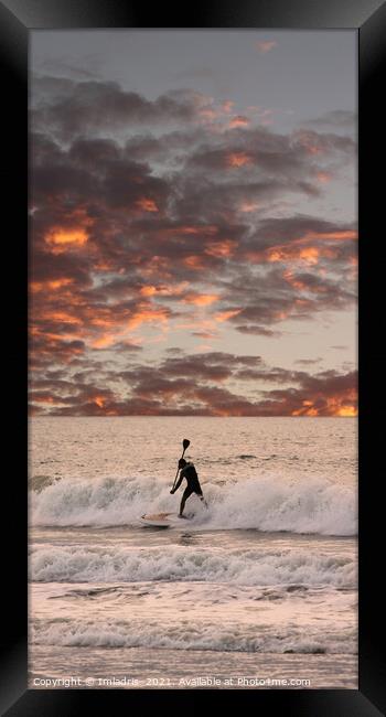 Paddleboarder Sunset Sky Framed Print by Imladris 