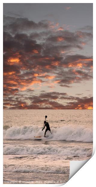 Paddleboarder Sunset Sky Print by Imladris 