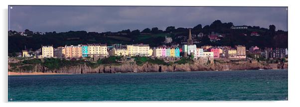 Tenby Panorama from the Sea Acrylic by Jeremy Hayden