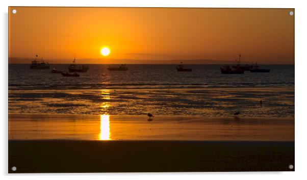 Tenby North Beach Sunrise Acrylic by Jeremy Hayden