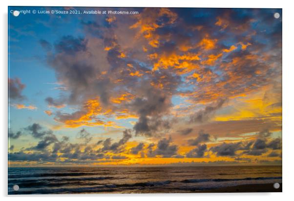 Sunset on the beach Acrylic by Lucas D'Souza