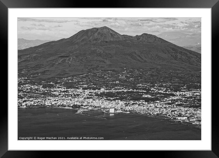 Naples and Vesuvius: A Monochrome Snapshot Framed Mounted Print by Roger Mechan