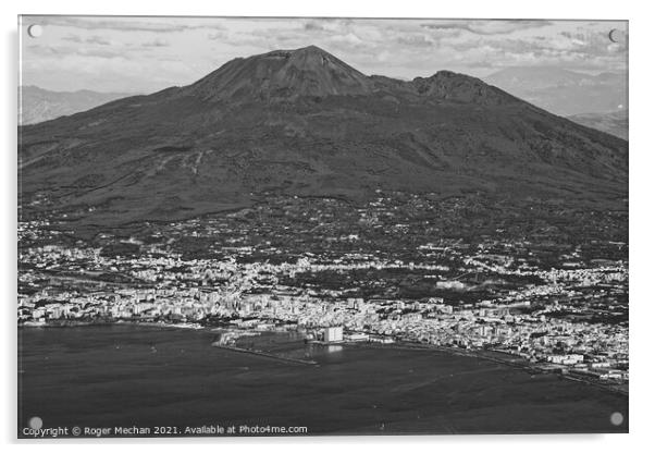 Naples and Vesuvius: A Monochrome Snapshot Acrylic by Roger Mechan