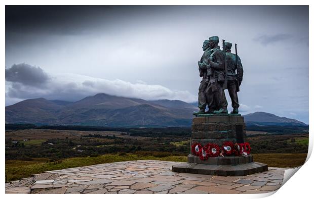 Commando War Memorial, Spean Bridge, Scotland. Print by Colin Allen