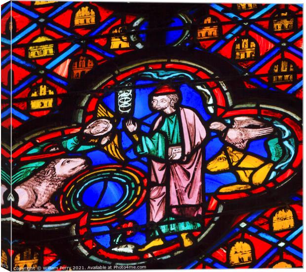 Saint Francis of Assisi Animals Stained Glass Sainte Chapelle Pa Canvas Print by William Perry