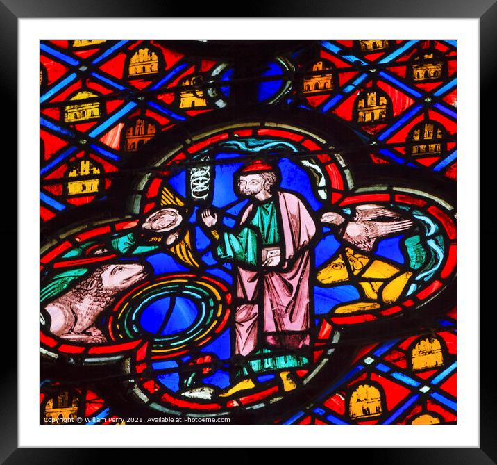 Saint Francis of Assisi Animals Stained Glass Sainte Chapelle Pa Framed Mounted Print by William Perry